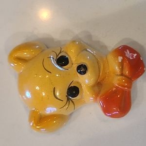 Teddy Bear Face Chalkware Figurine Wall Hanger Cartoon Comic Style Adora…